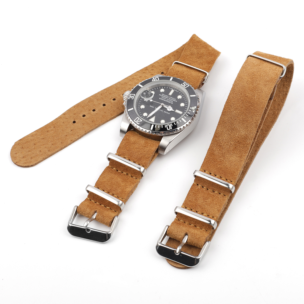 Nato Strap Nylon - Zachte retro suède lederen band sporthorlogeband