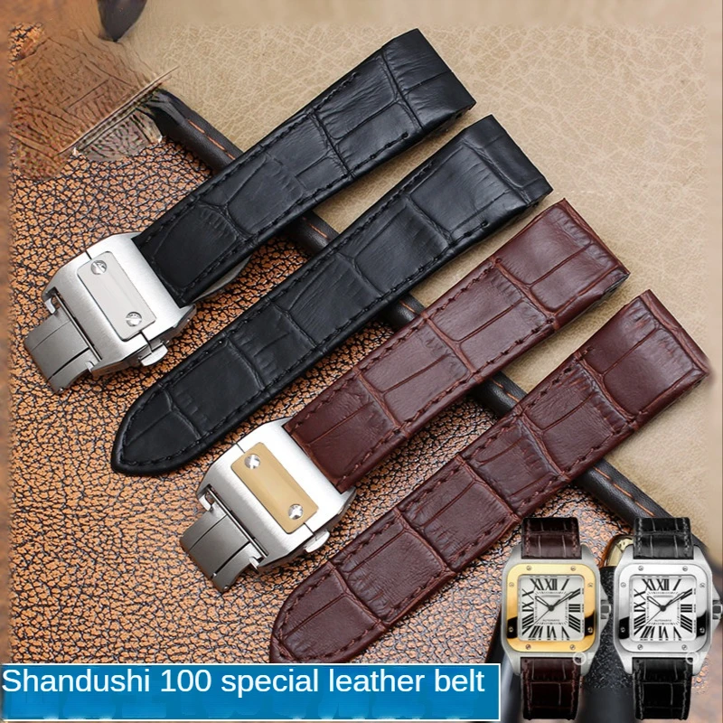 Cartier Watch Tank - Lederen Horlogeband voor Cartier Santos 100