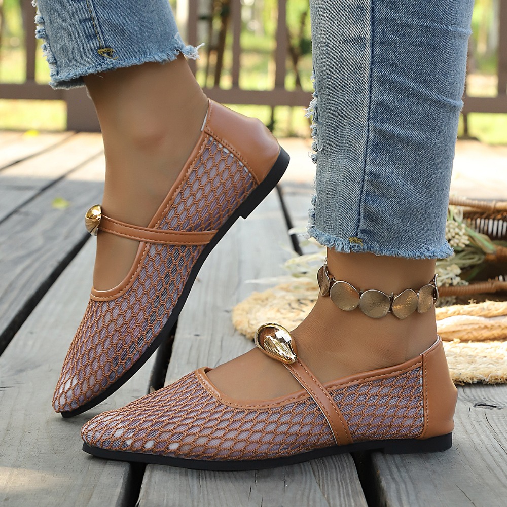 Dames Mesh Mary Jane Flats, Sp - Mesh Strap Metal recensie en prijs