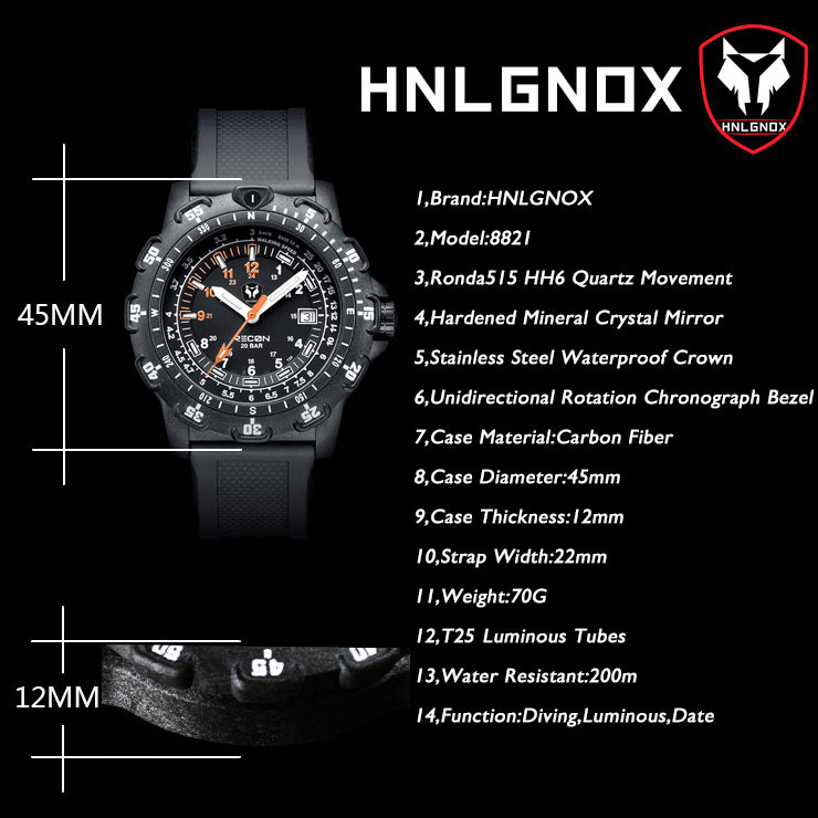 Hnlgnox Heren Pilot Horloges S - Rubber Strap Diver recensie en prijs
