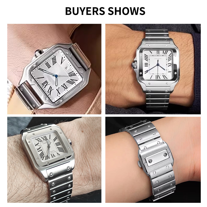 Roestvrijstalen horlogeband he - Cartier Watch Santos recensie en prijs
